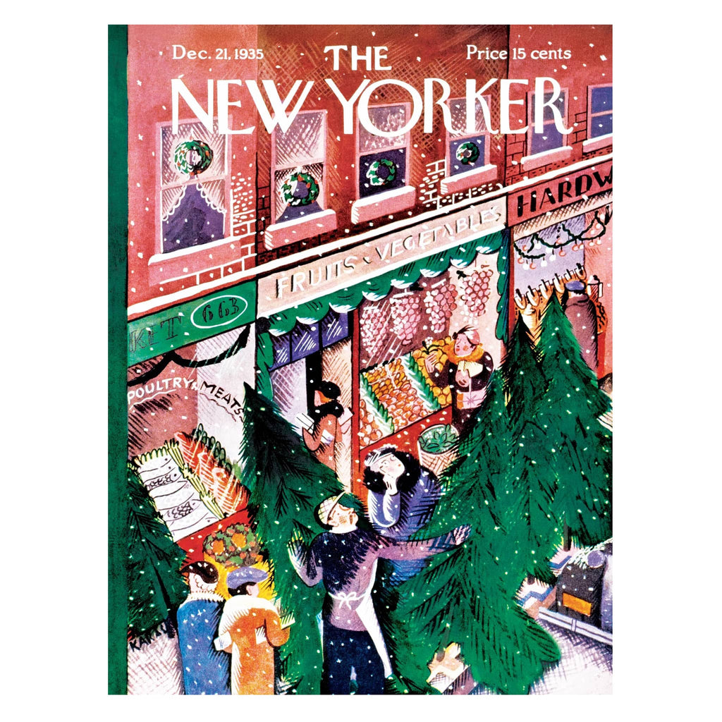 Cover of 'The New Yorker' magazine from December 21, 1935, featuring a Christmas scene.
