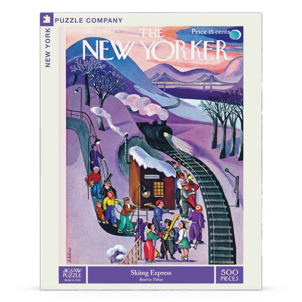 new york puzzle company skiing express 500 piece jigsaw puzzle