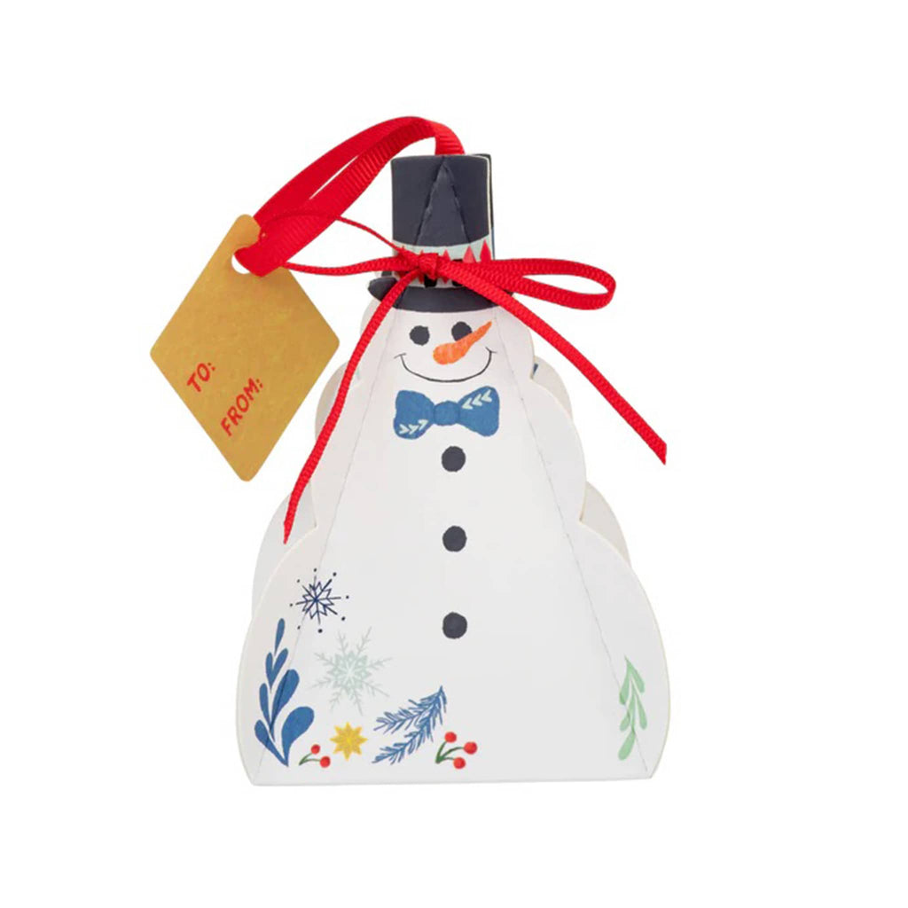 Northern Lights Snowman surprise candle ornament, front.