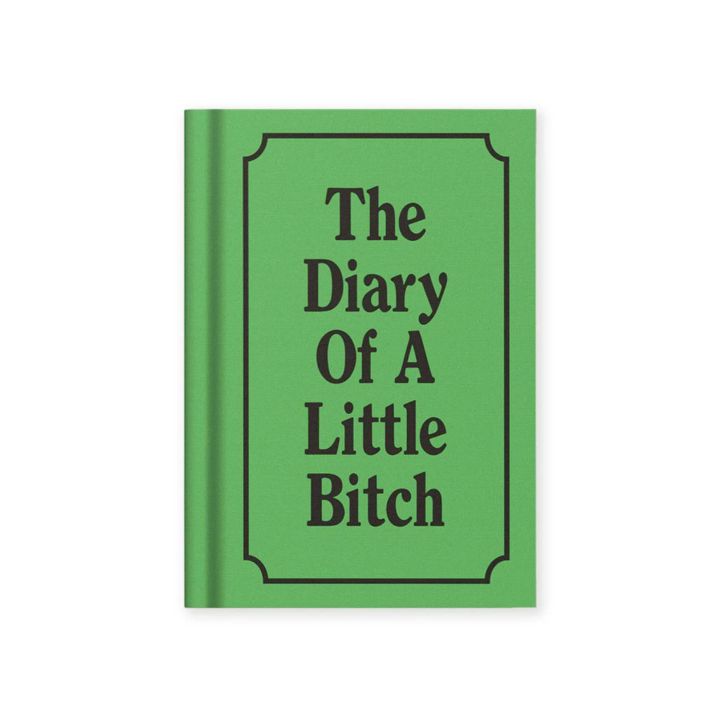 Green mini notebook titled 'The Diary Of A Little Bitch' on a white background.