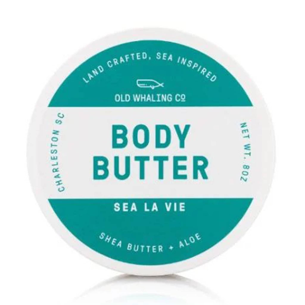 Old Whaling Company Sea La Vie Body Butter in tub packaging, top view.