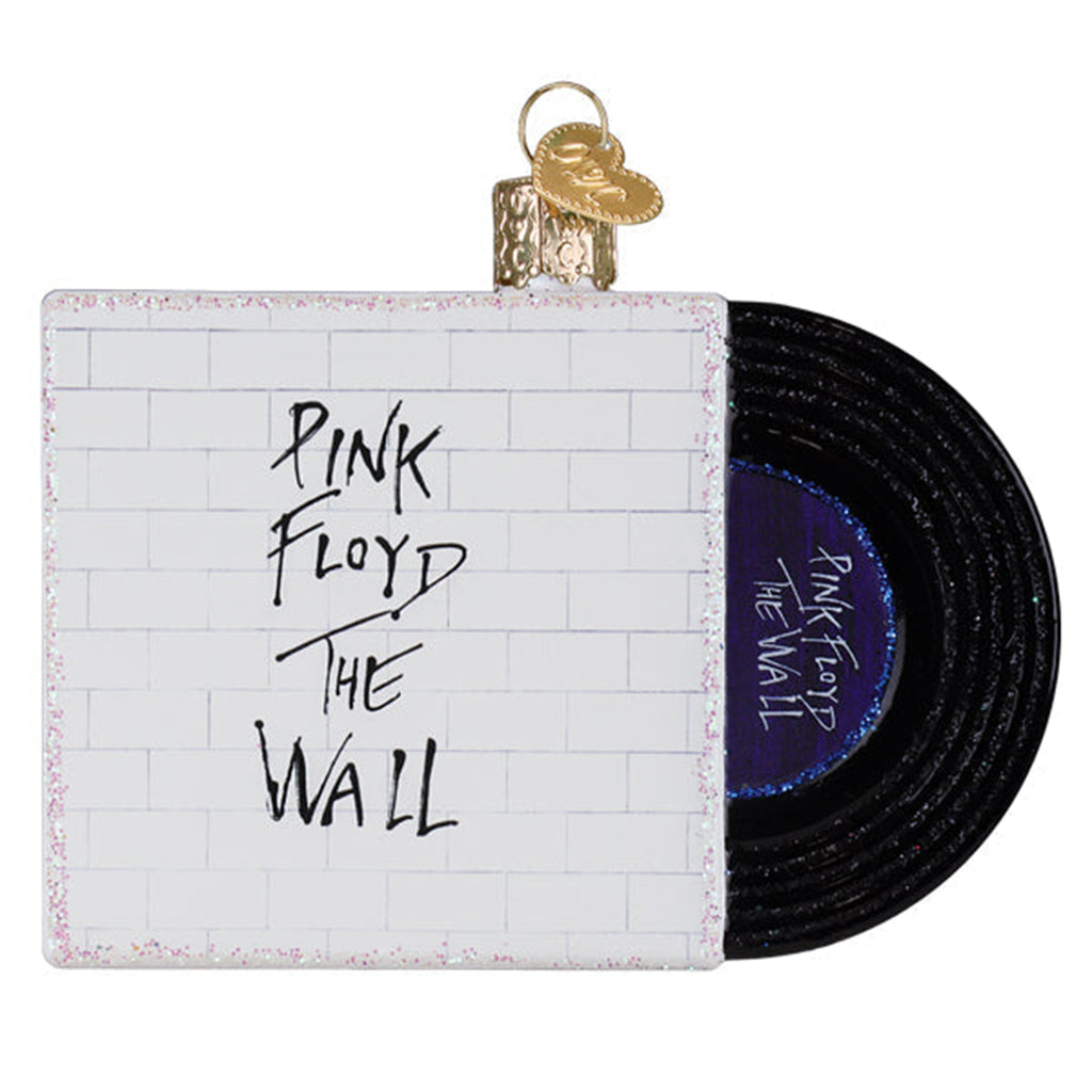 old world christmas Pink Floyd 'The Wall' vinyl record ornament with white label
