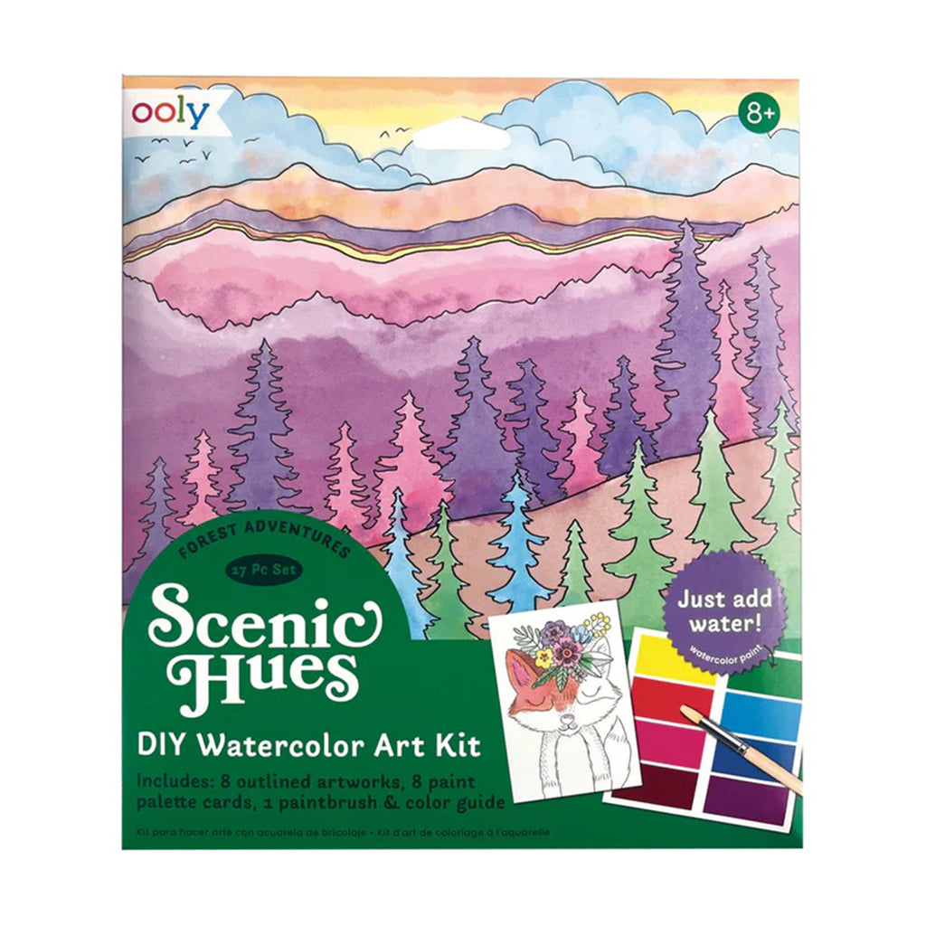 ooly scenic hues diy watercolor art kit forest adventure