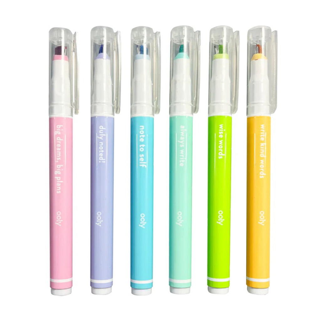 ooly noted 2 in 1 micro fine tip pen and highlighters set.