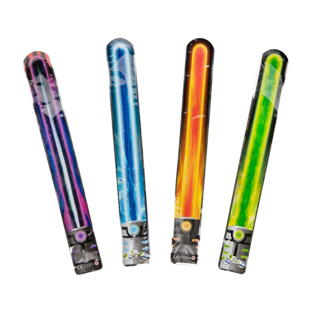 Orb Arcade Space Sabers surprise toys in purple, blue, orange and green.