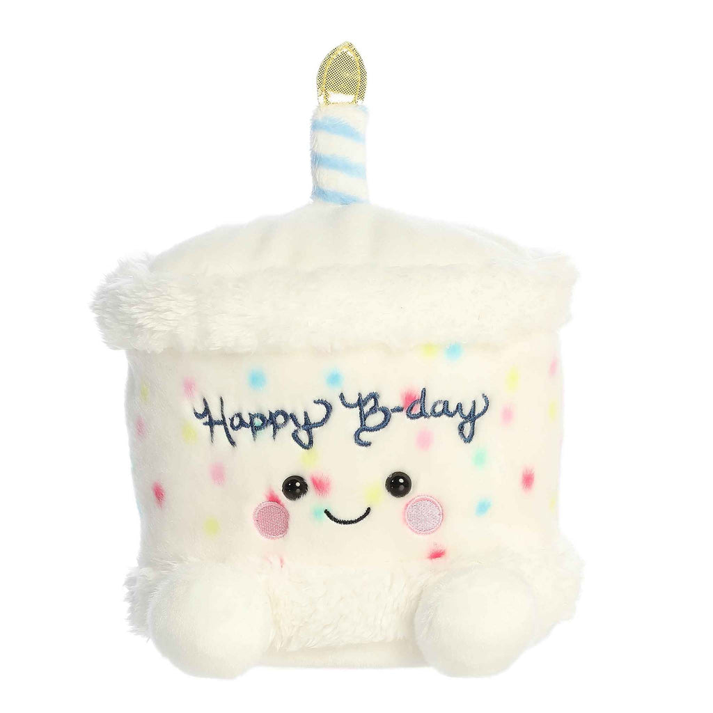 Palm Pals Party Sized Happy B'Day Cake plush toy, front view.