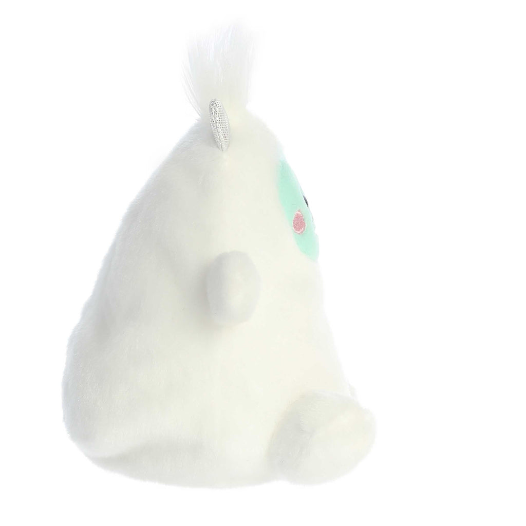 Palm Pals Baker Yeti plush toy, side view.