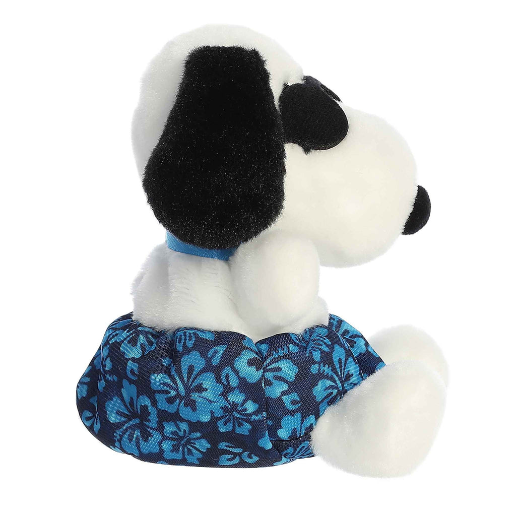 Palm Pals Snoopy Surfer plush toy, side  view.
