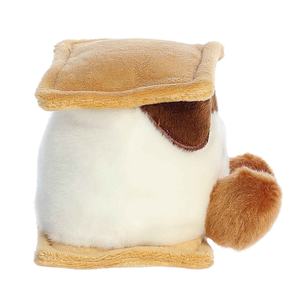 Palm Pals Toastee S'more plush toy, side view.