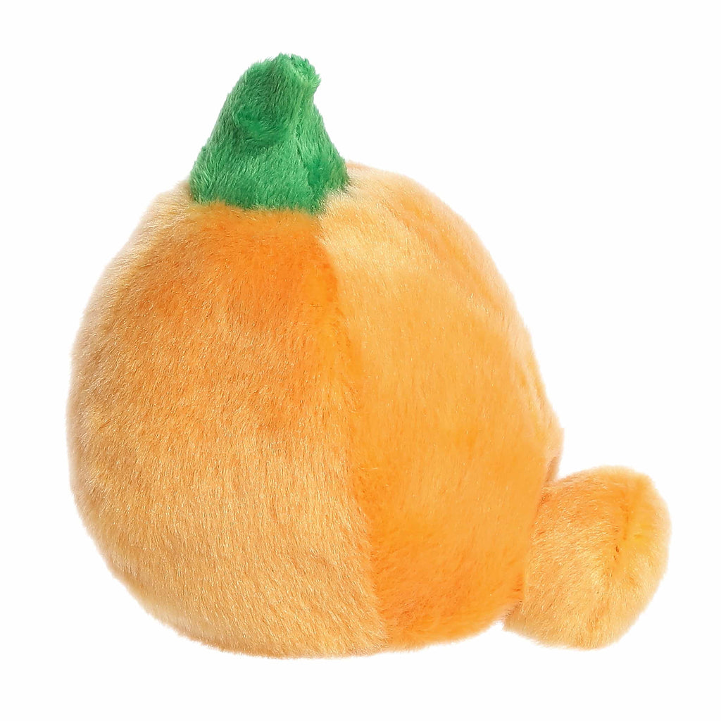 Palm Pals Gourdon Jack O' Lantern plush toy, side view.