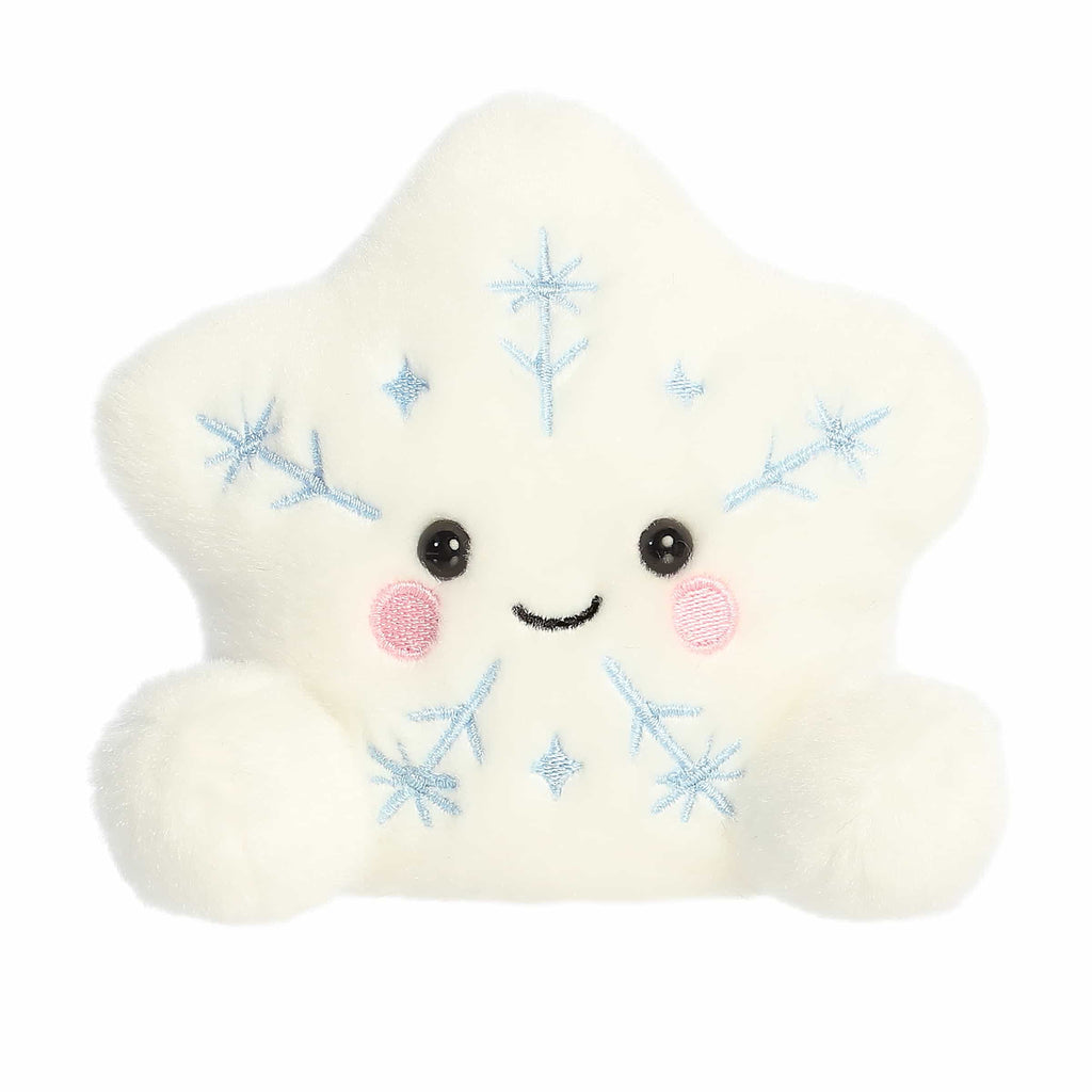 Palm Pals Glisten Snowflake plush toy, front view.