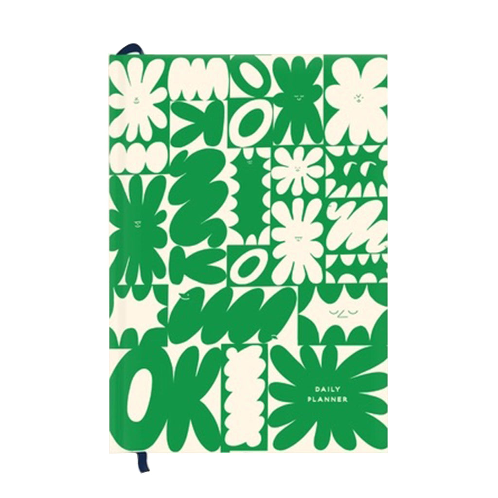 Papier It's Ok Daily Hardcover Productivity Planner, front cover with green and white design.