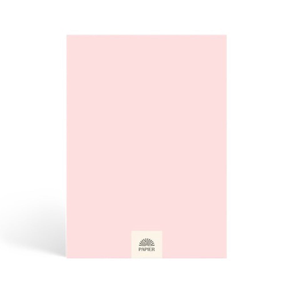 Papier Hardcover Joy Ruled Notebook, pink back cover with Papier logo.
