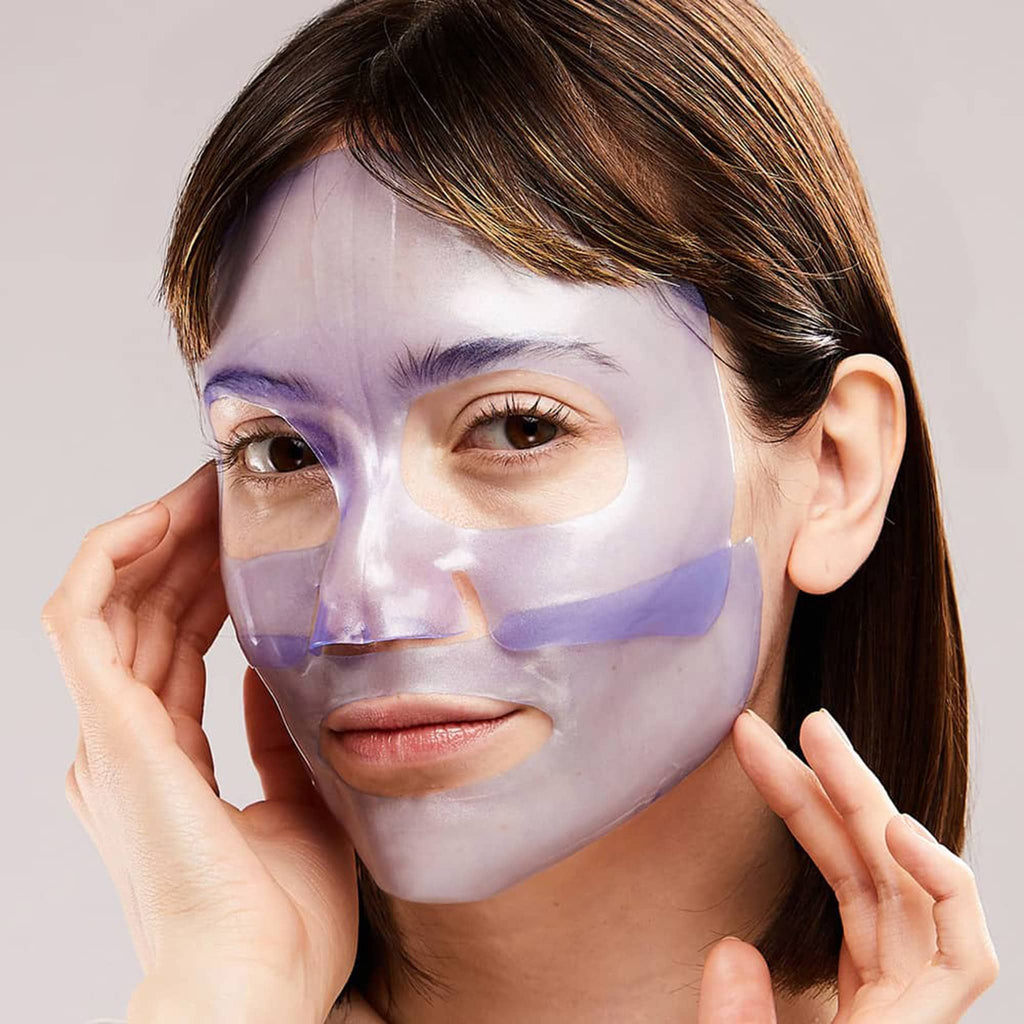 Patchology Beauty Sleep Hydrogel Restoring Night Face Sheet Mask on models face.
