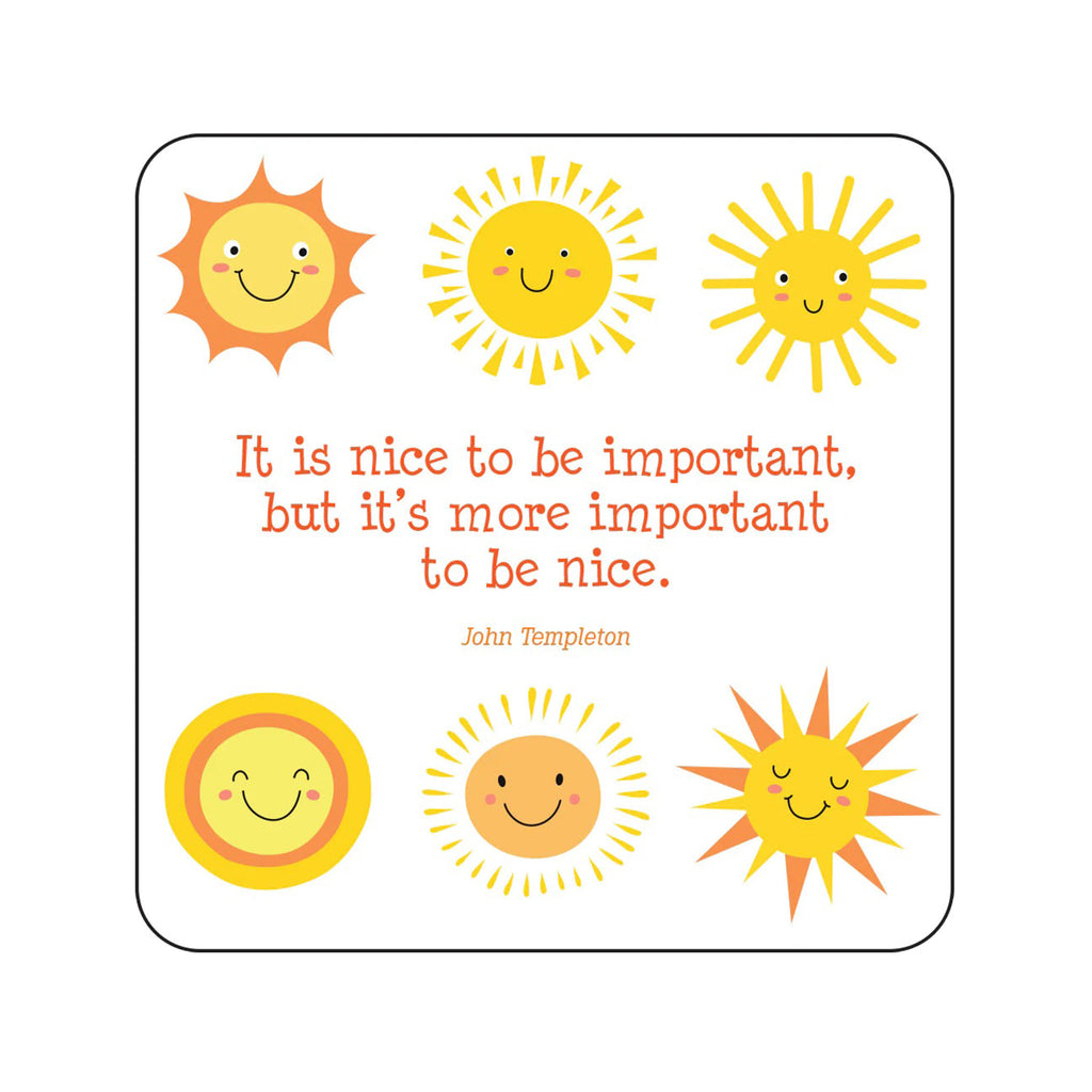 Peter Pauper Press Kindness Lunch Box Notes for Kids, sample note with quote from John Templeton and sun illustrations.