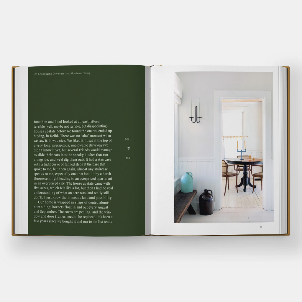 Phaidon upstate living spaces with space to live hardcover book, sample page with text.