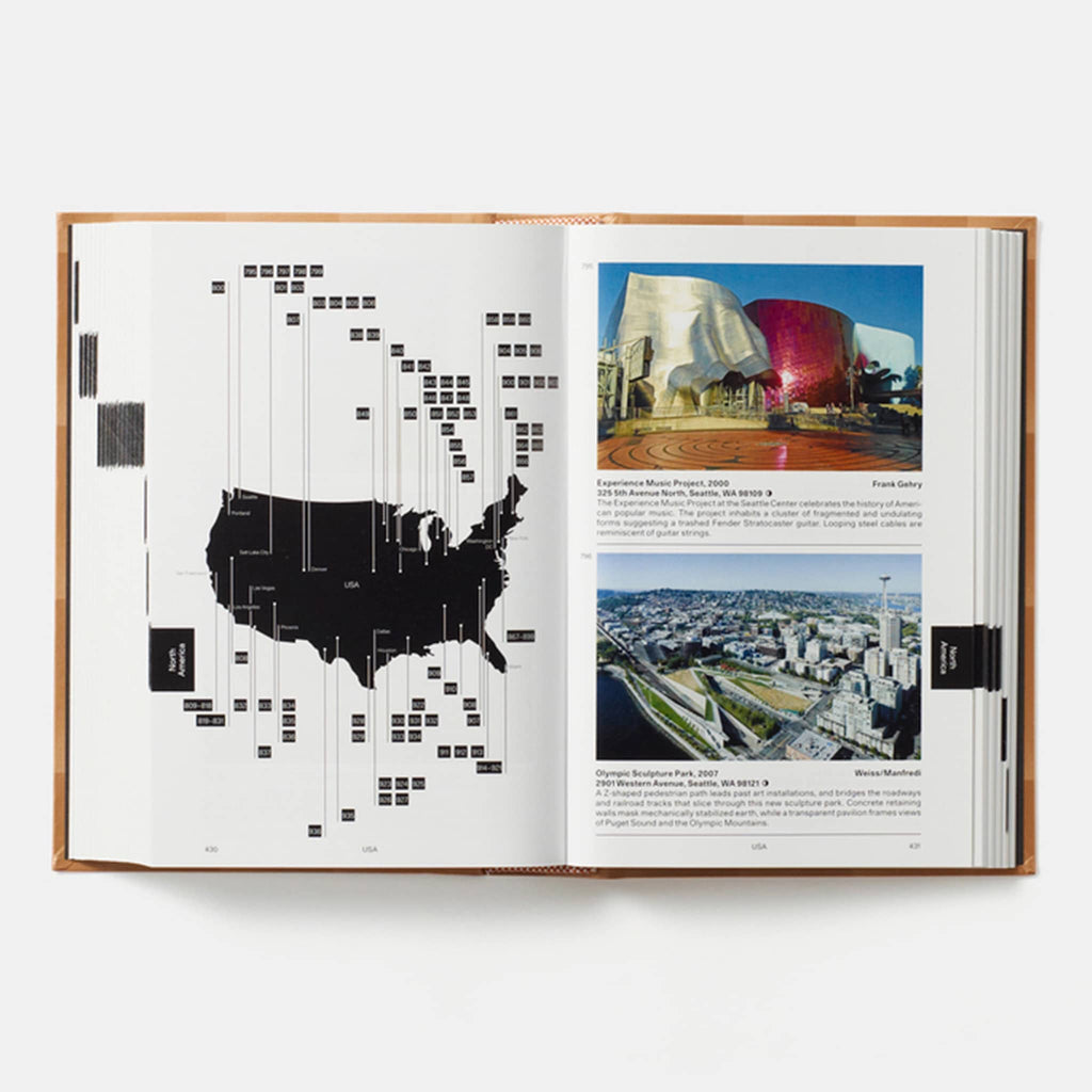 Phaidon Destination Architecture: The Essential Guide to 1000 Contemporary Buildings, sample page from the USA.