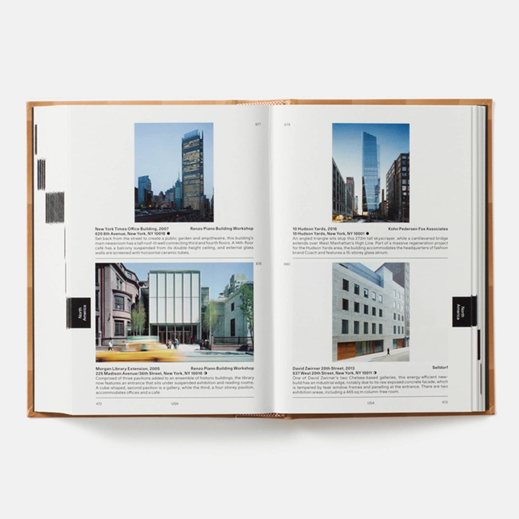 Phaidon Destination Architecture: The Essential Guide to 1000 Contemporary Buildings, sample page from NYC.