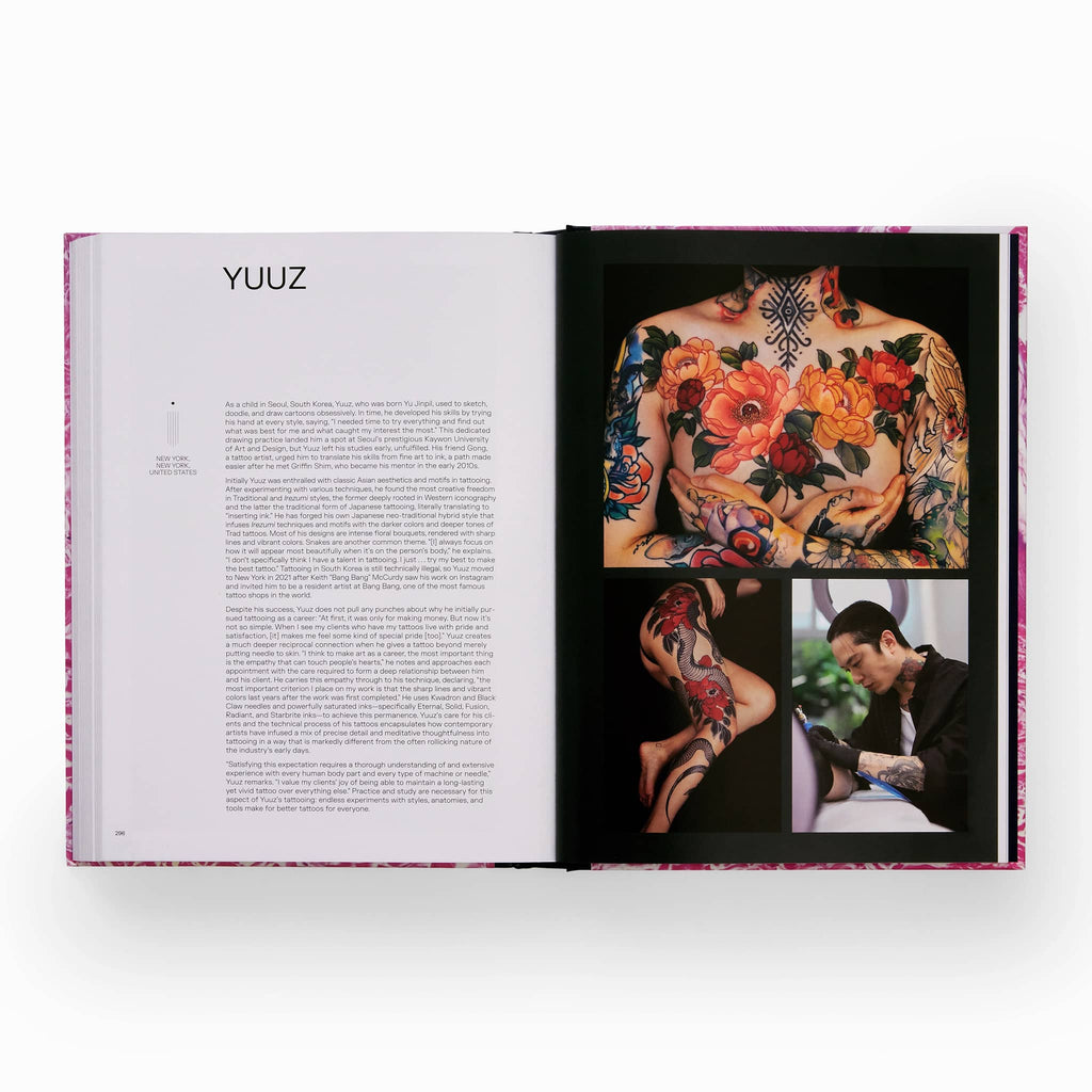 Phaidon Tattoo You: A New Generation of Artists hardcover book, sample page with Yuuz.