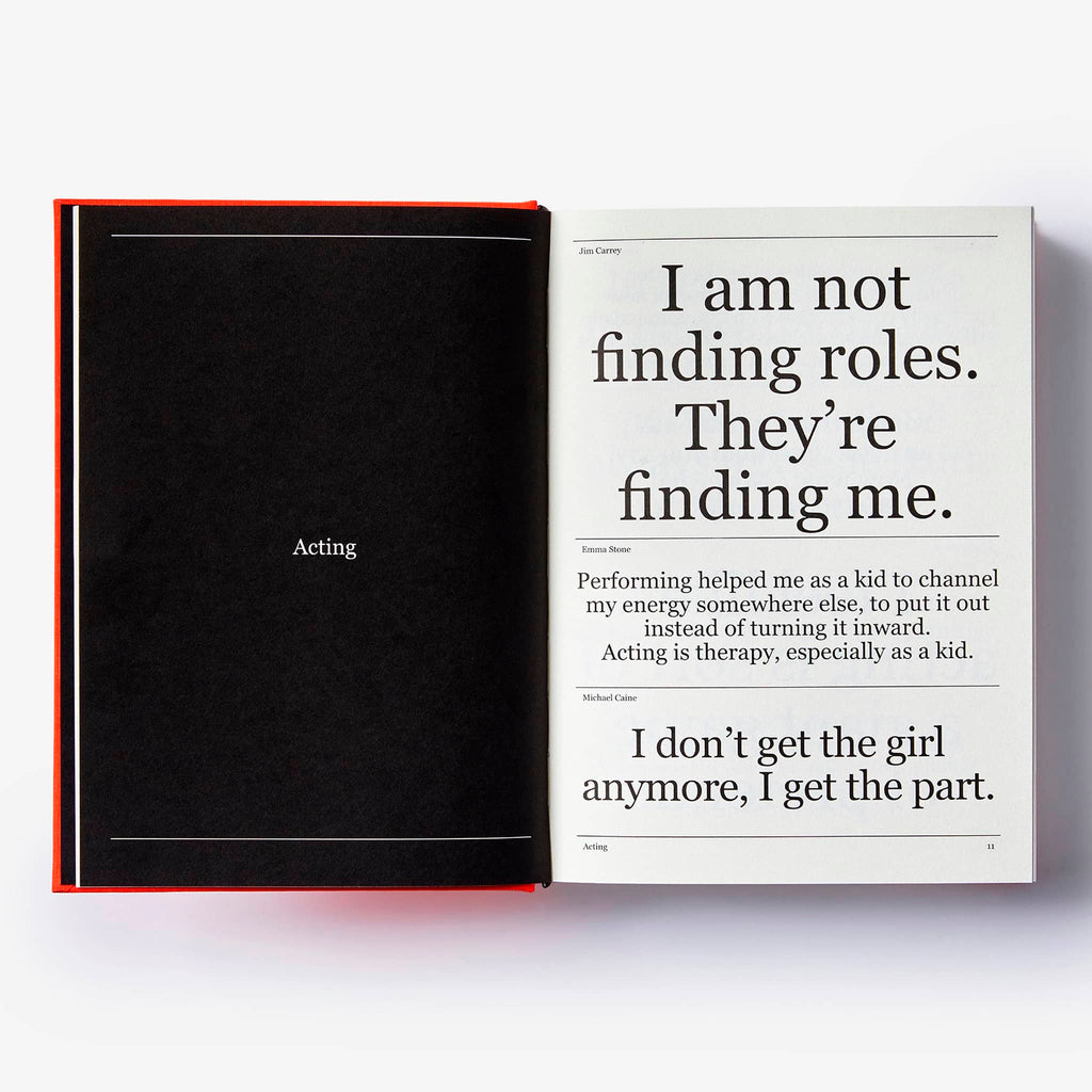 Phaidon No Idea is Final by The Talks: Quotes form the creative voices of our time, hardcover book, sample page on acting.