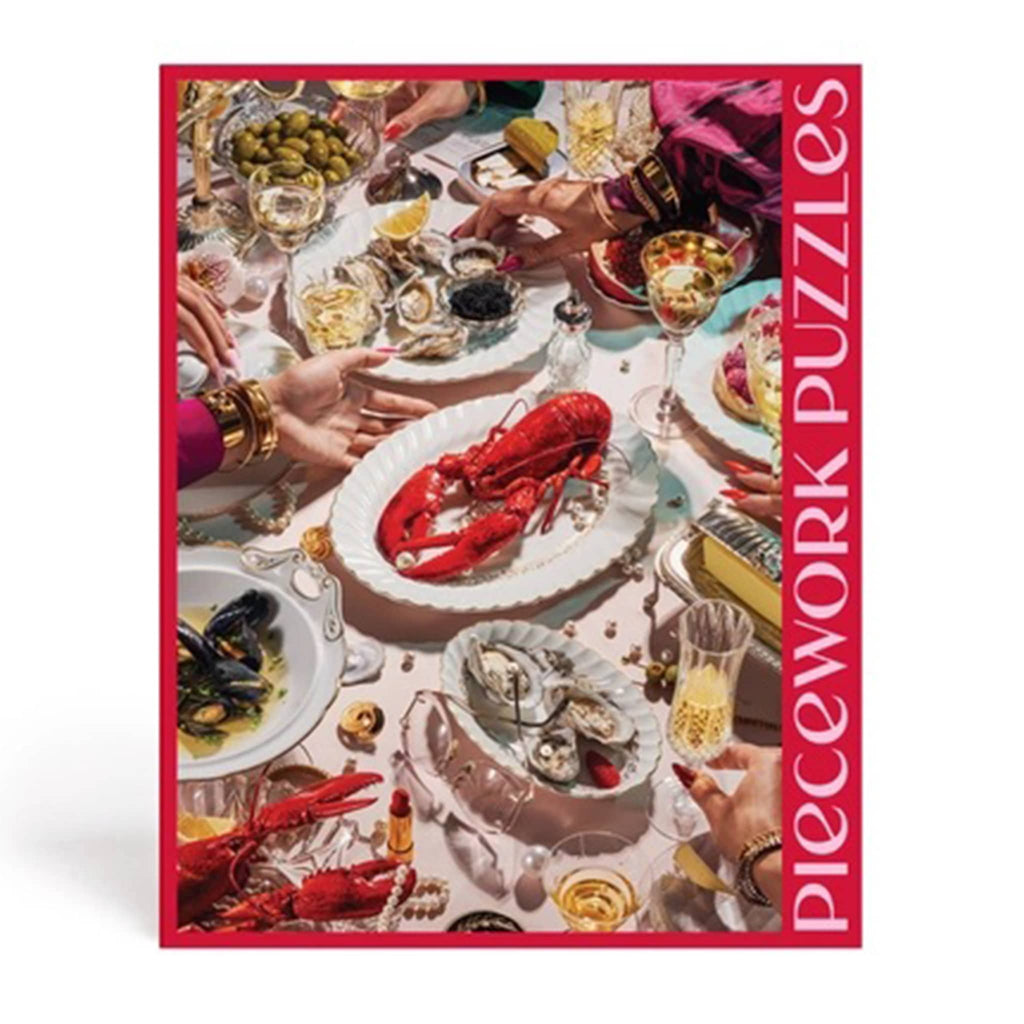 Piecework Puzzles 1000 piece Fancy Ideas jigsaw puzzle in box packaging, back view.