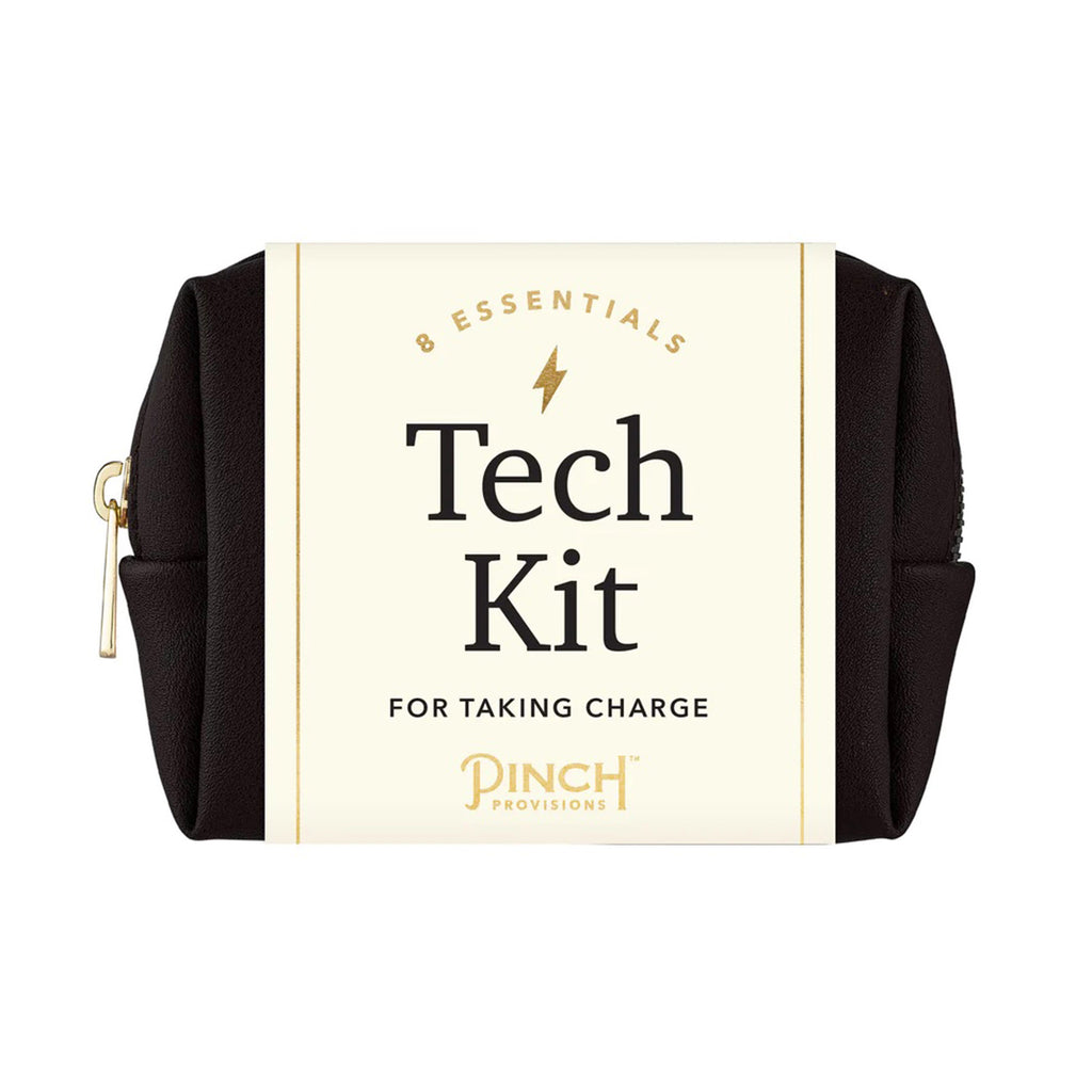Pinch Provisions Mini Tech Kit in black zip pouch with bellyband, front view.