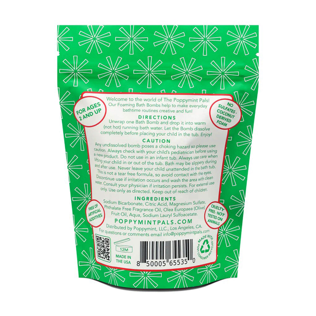 Green packaging with white star patterns and text on a white background.