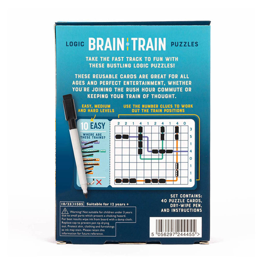 Professor Puzzle Brain Train Logic Puzzles in box packaging, back view.