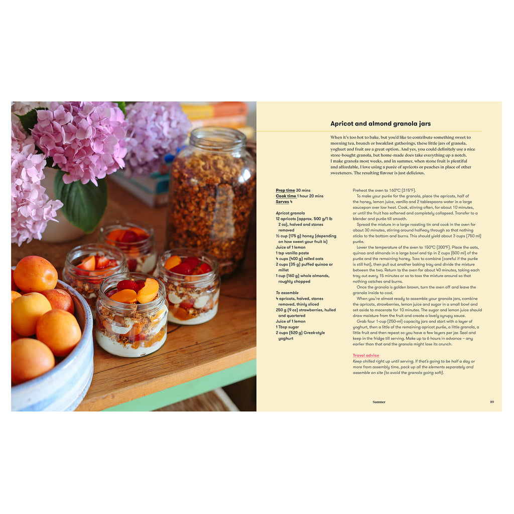 Quarto What Can I Bring? Easy, delicious food for sharing by Sophie Hansen, hardcover, recipe for apricot and almond granola jars.