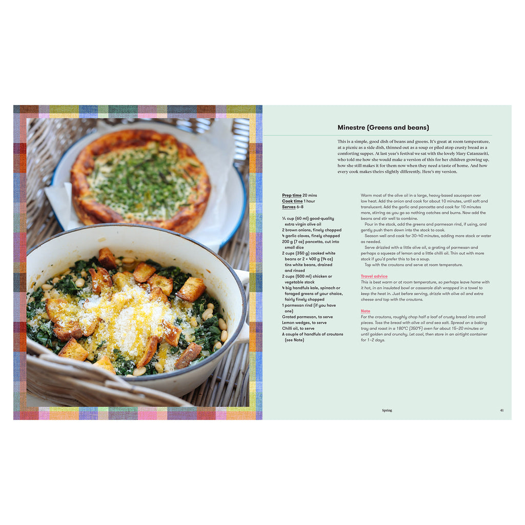 Quarto What Can I Bring? Easy, delicious food for sharing by Sophie Hansen, hardcover, recipe for minestre (greens and beans).
