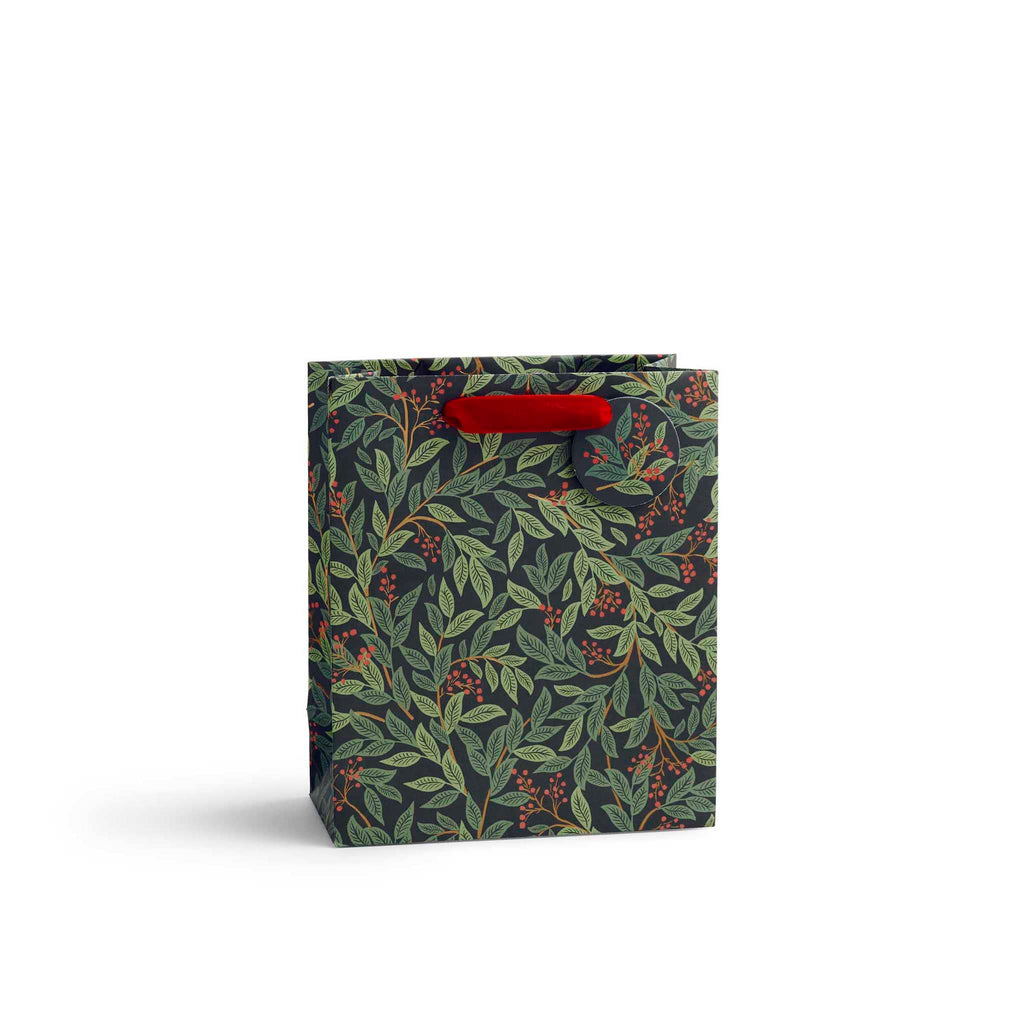 Rifle Paper Willowberry Medium Holiday Gift Bag, front view.