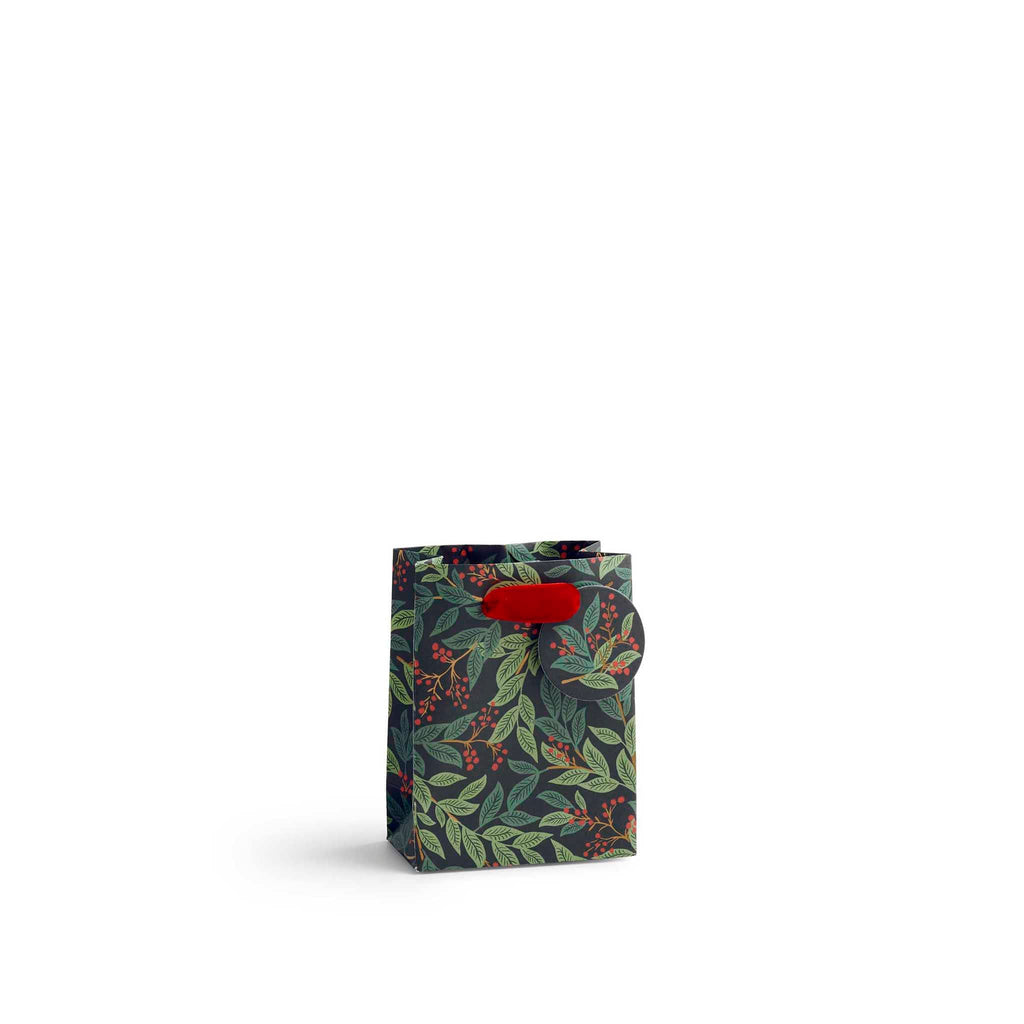 Rifle Paper Willowberry Small Holiday Gift Bag, front view.