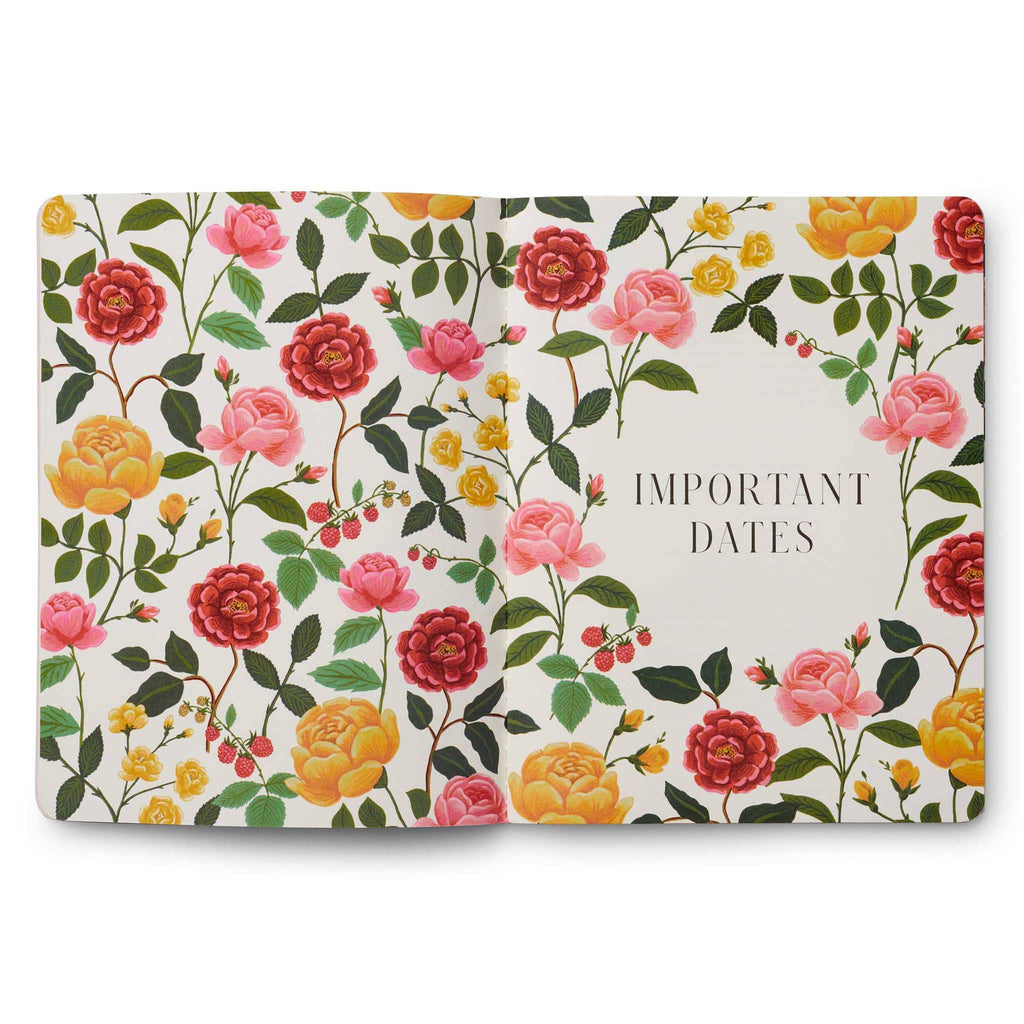 Rifle Paper Co. 2025 Roses 12 Month Appointment Notebook Monthly Planner important dates opener.