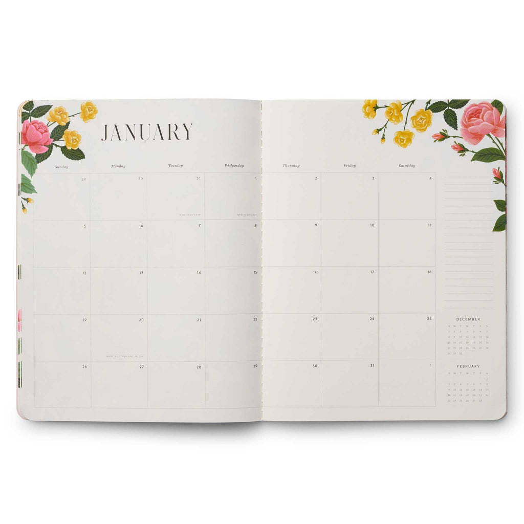 Rifle Paper Co. 2025 Roses 12 Month Appointment Notebook Monthly Planner, January.