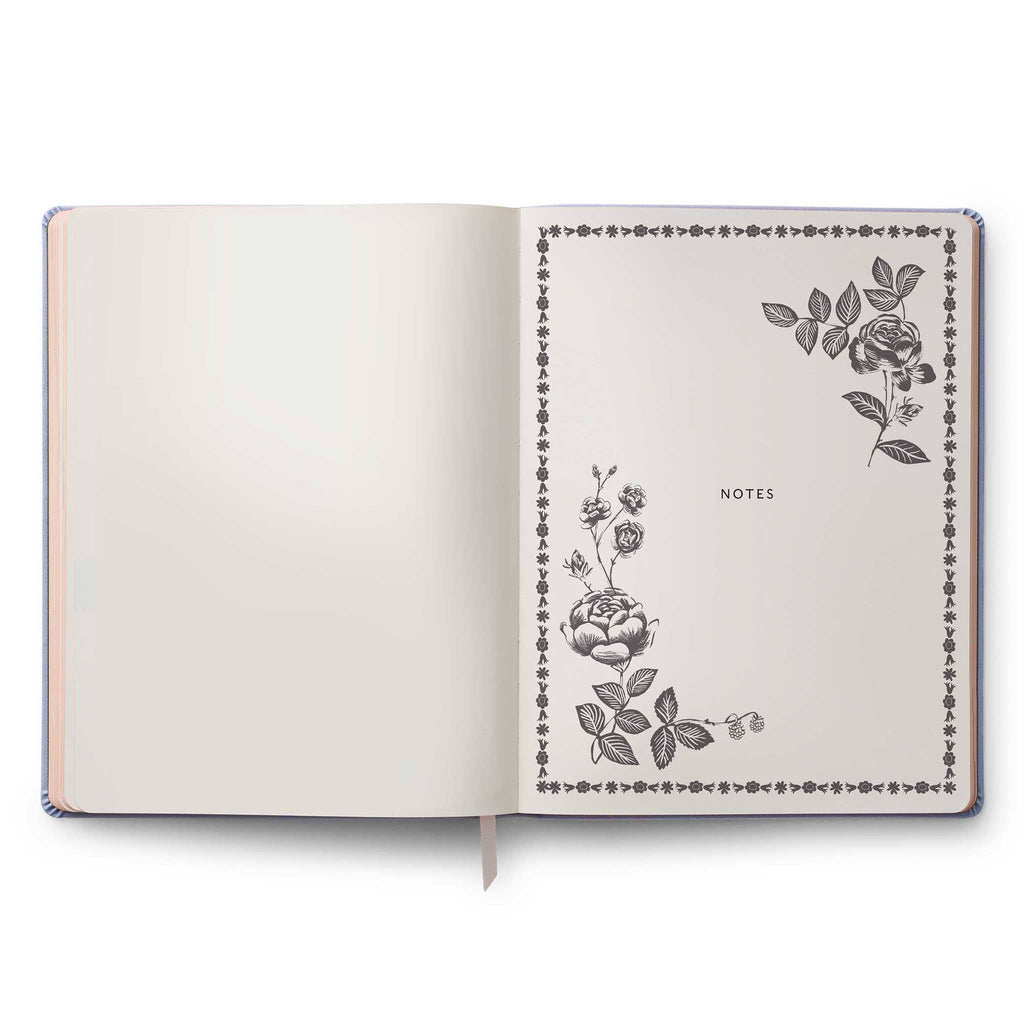 Rifle Paper Co. 2025 English Rose 12-Month Book-bound planner, notes section opener.