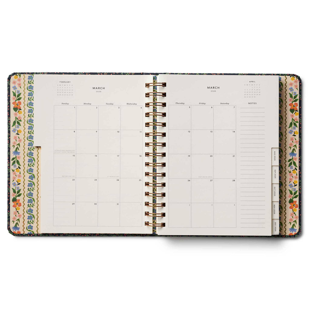 Rifle Paper Co. Wildwood 2025-2026 Academic Planner, March 2026 monthly view, on a white background.