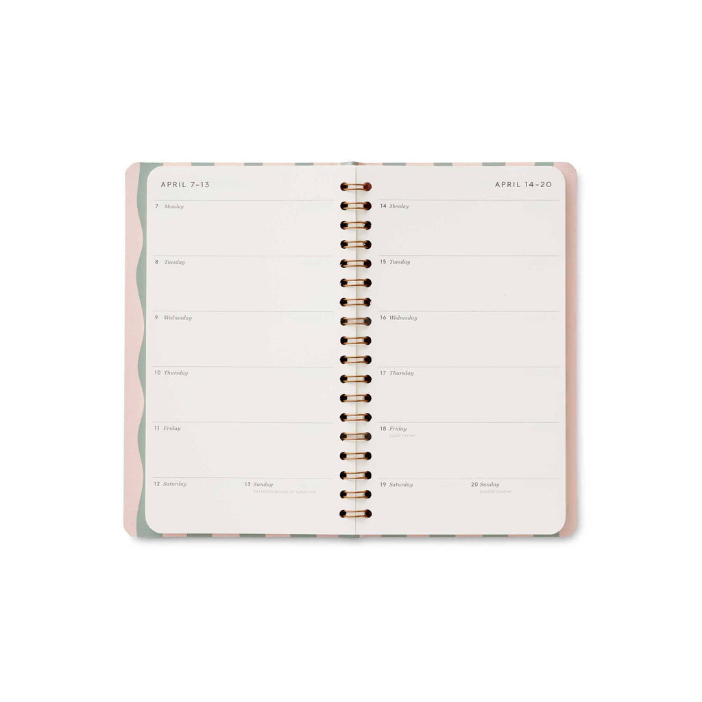 Rifle Paper Co. Roses 12-Month spiral bound pocket planner, April bi-weekly pages.