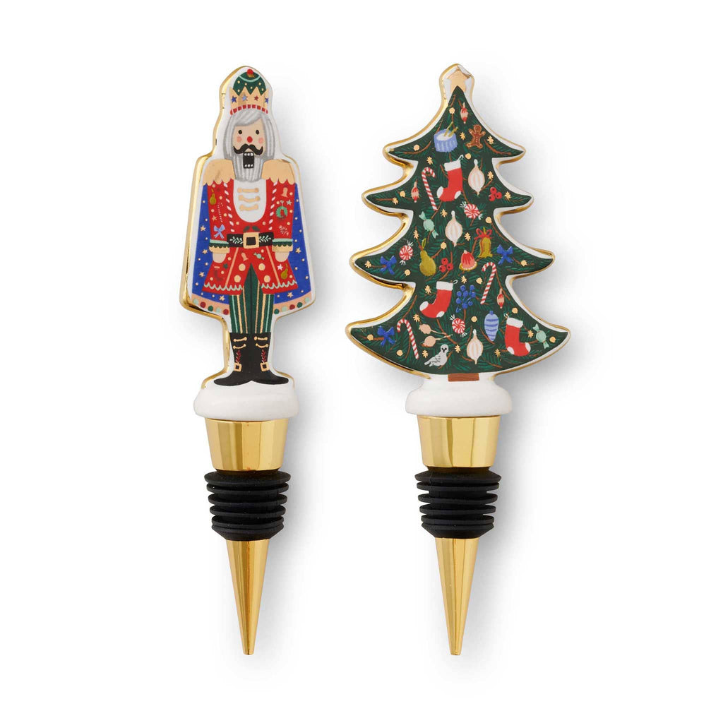 Rifle Paper Co. Nutcracker Porcelain Wine Stoppers, set of 2.