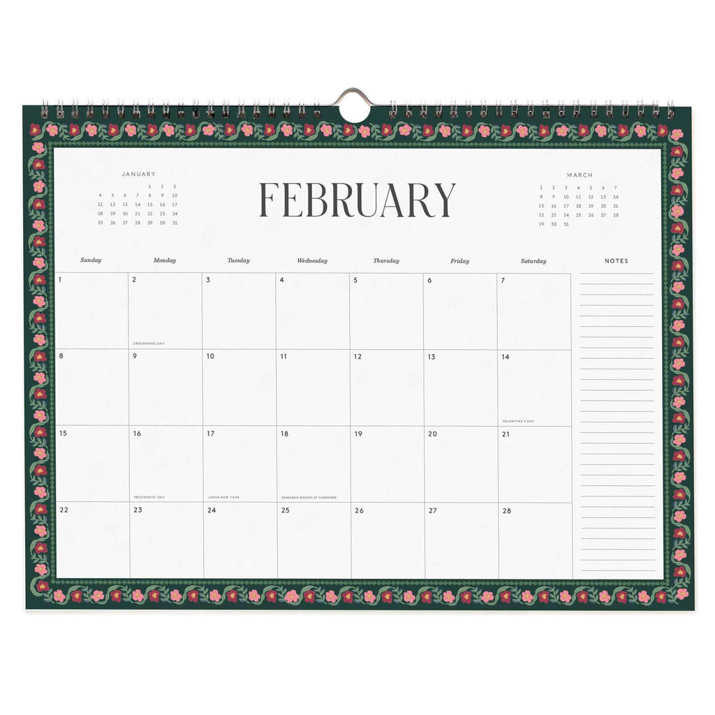 Rifle Paper Co. 2026 Wildwood Appointment Calendar, February month view, on a white background.