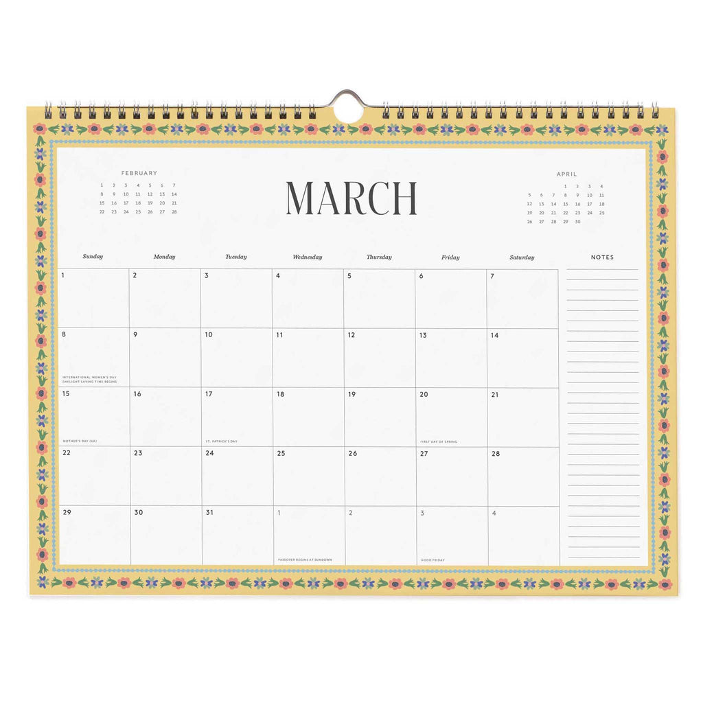 Rifle Paper Co. 2026 Wildwood Appointment Calendar, March month view, on a white background.