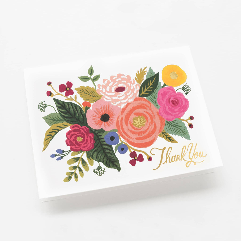 Rifle Paper Thank You card with Juliet Rose floral print.