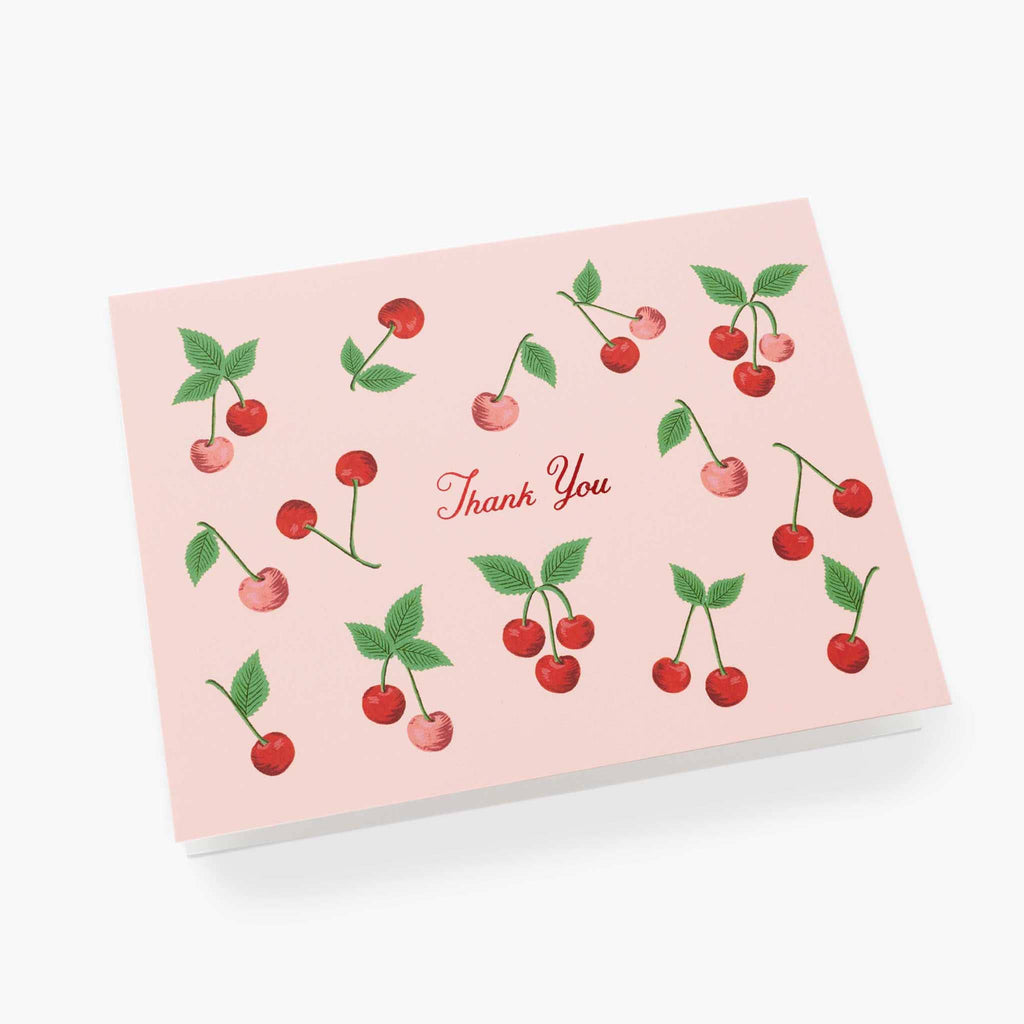 Rifle Paper Co. Cherries Thank You greeting card.