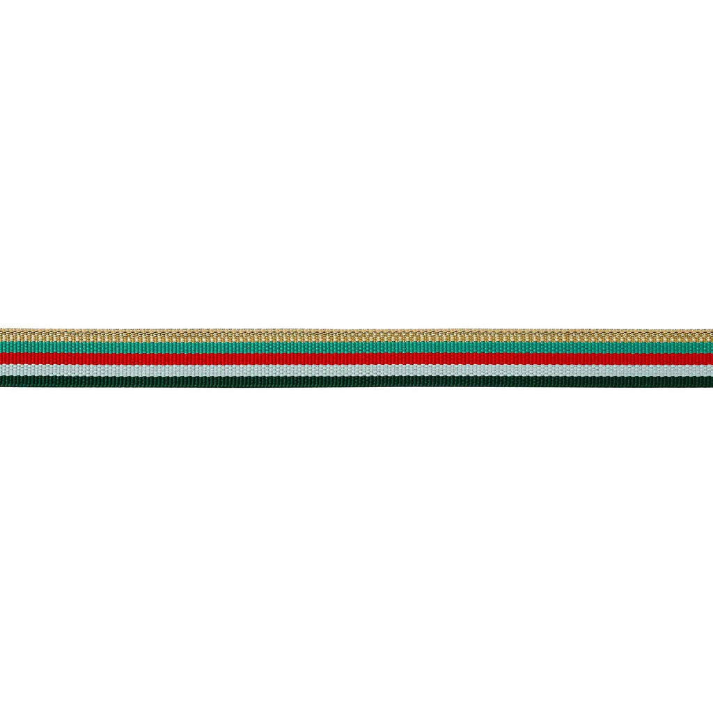 Rifle Paper Holiday Stripe Grosgrain Ribbon flat, detail.