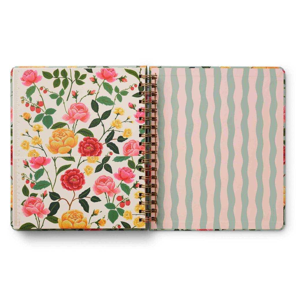 Rifle Paper Co. Roses 2024-2025 17-Month Academic spiral bound planner, inside back cover.