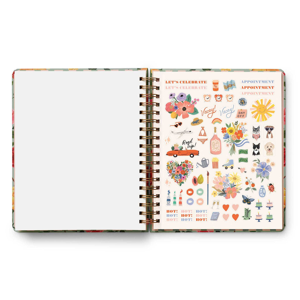 Rifle Paper Co. Roses 2024-2025 17-Month Academic spiral bound planner, sticker page 2.