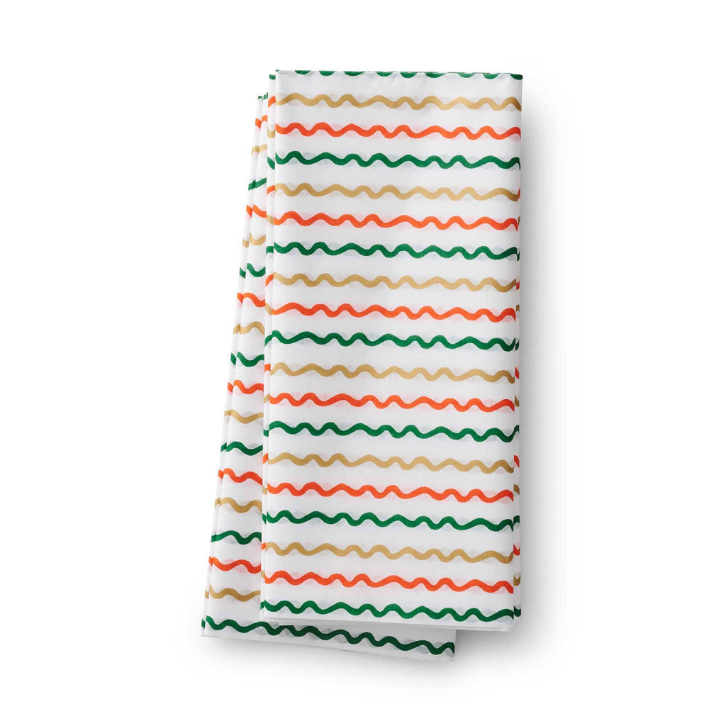 Rifle Paper Co. Ribbon Stripe holiday tissue paper set, folded.