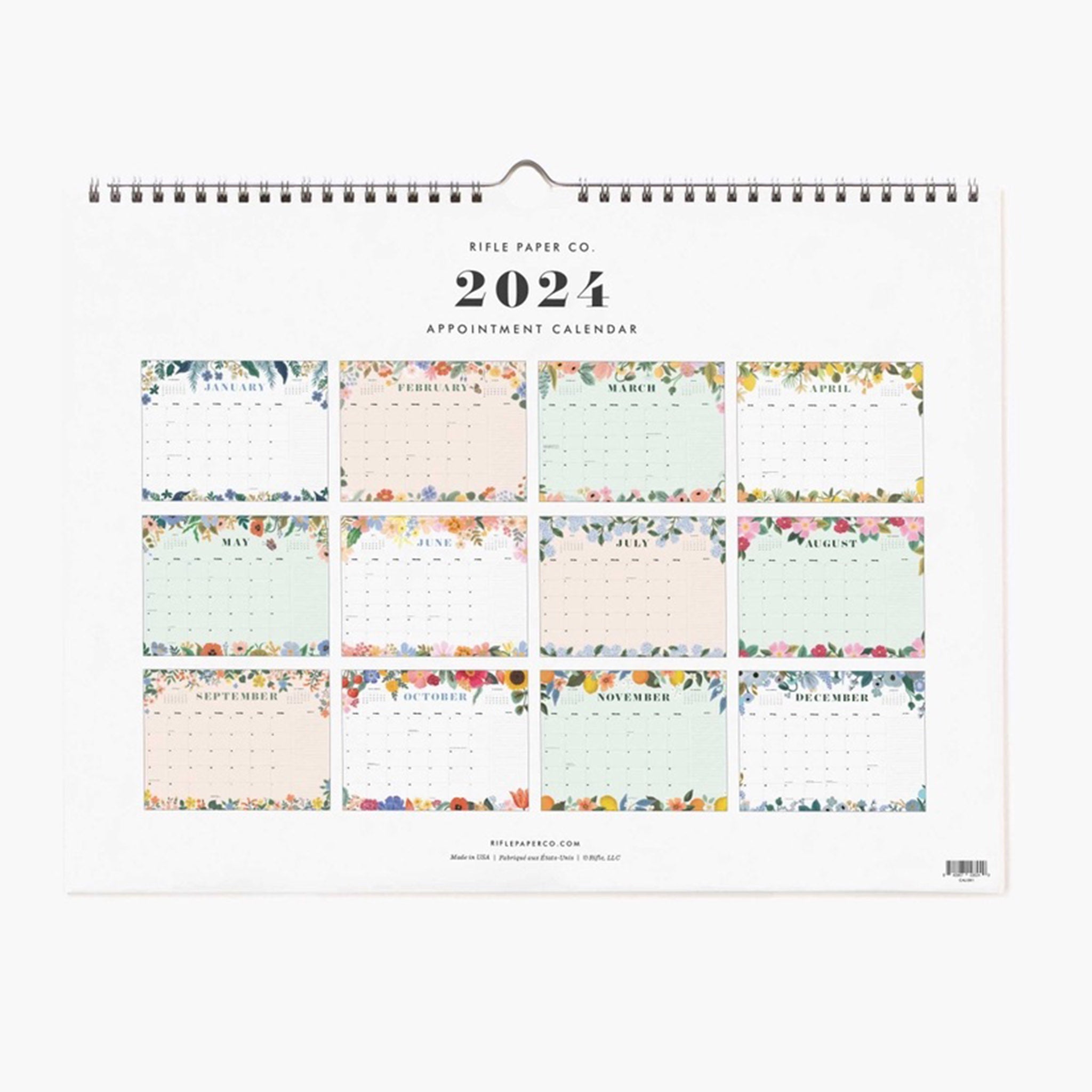 2024 Rifle Paper Co. Blossom Appointment Wall Calendar Annie's Blue