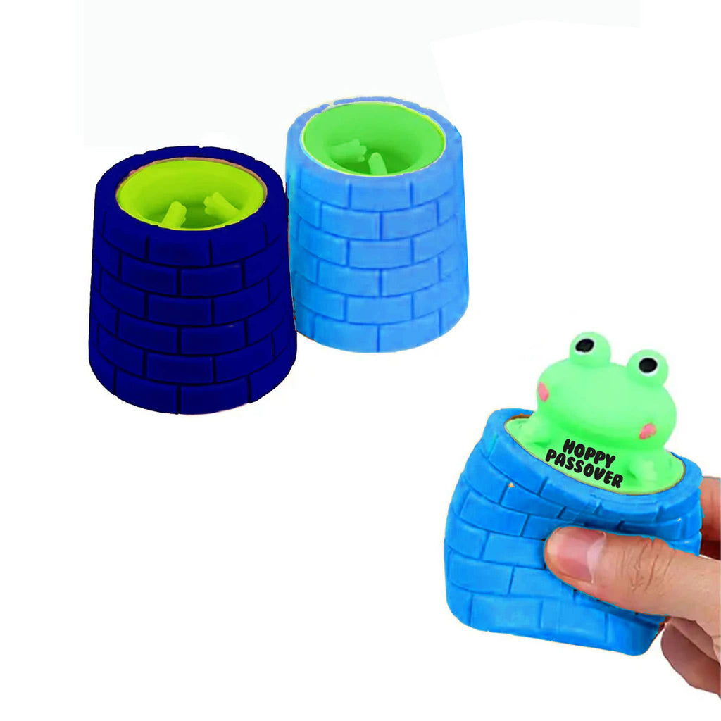 Rite Lite Passover Frog Surprise, set of 2 with sample one being squeezed.