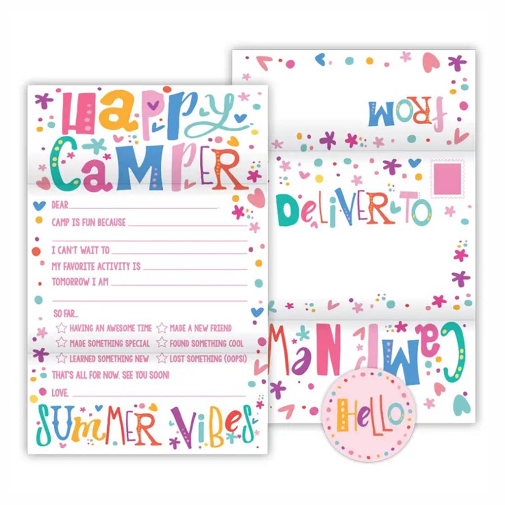 Rosanne Beck Happy Camper Summer Vibes Fold and Seal Camp Stationery Set, contents.