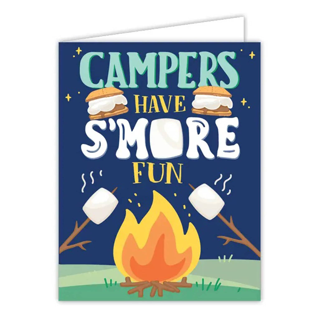 Rosanne Beck Collections Campers Have S'more Fun greeting card, front view.